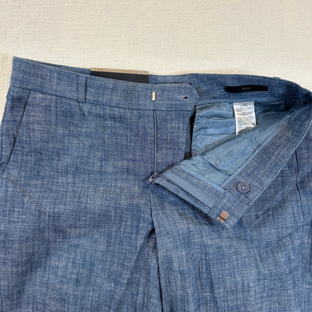 Women's Banana Republic Blake Wide Leg Pants Blue Linen Blend Mid Rise Sz 6 NWT - Picture 8 of 11